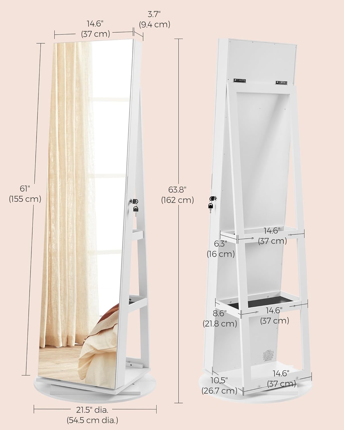 Espelho com Estante e Porta-Joias — LIQUIDAÇÃO