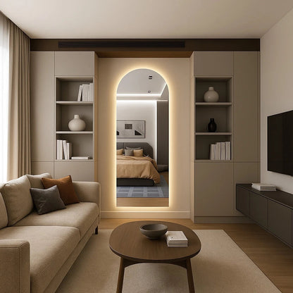 Espelho Pinterest Oval Base Reta com LED 150 cm / 170 cm – Liquidação