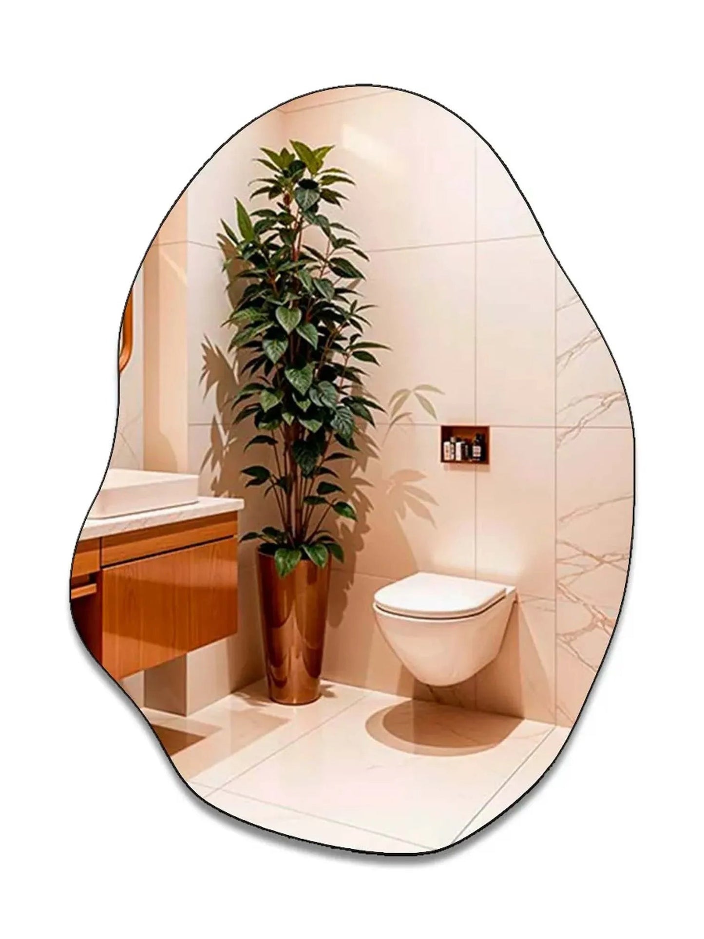 Espelho Decorativo Orgânico Grande em Couro – Rubi – Liquidação  Nosso Produto